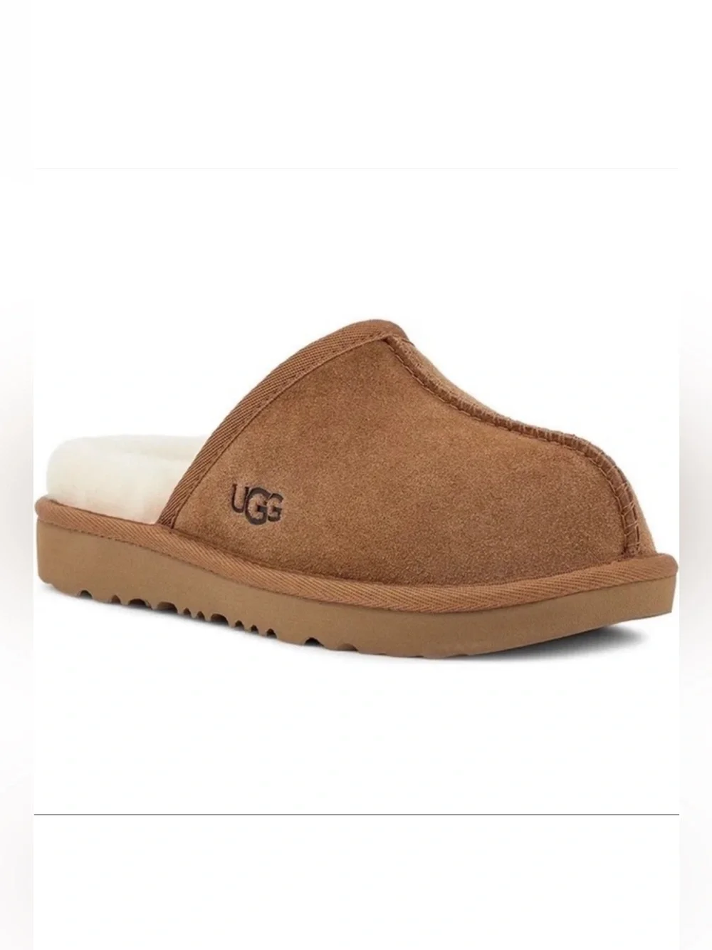 UGG Keegan Chestnut Suede Shearling Slide Slippers Big Kids Size 1 Cozy Comfort
